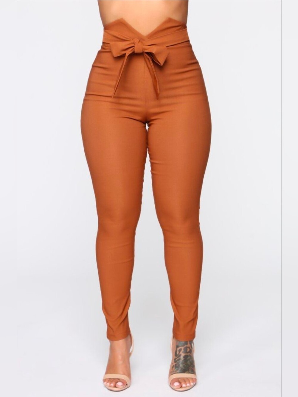 Fashion Nova KNOT YOUR GIRL High Waist Tie Brown Pants SZ XL